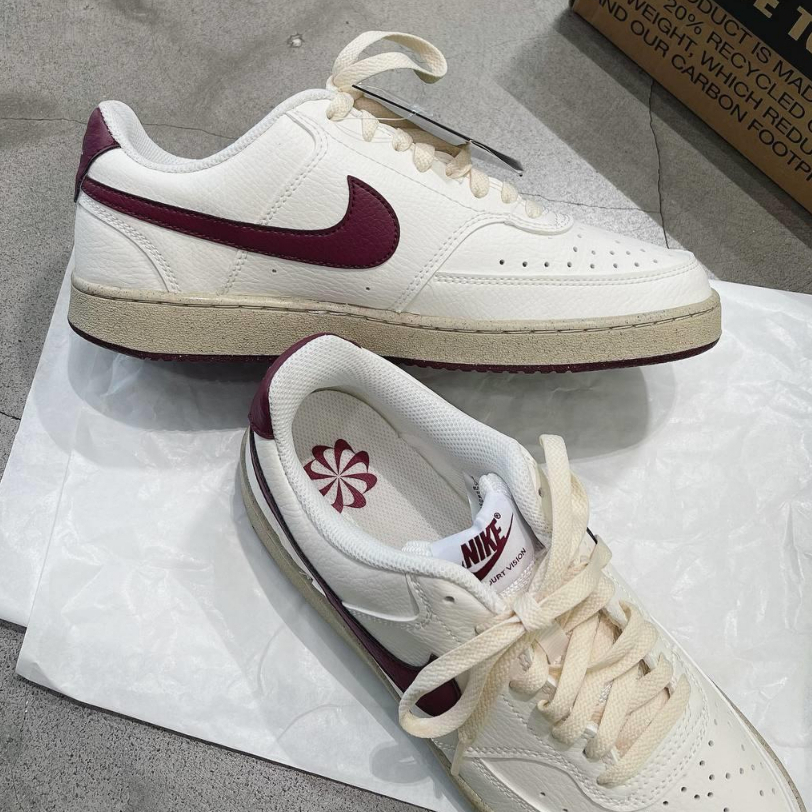 Giày Sneaker Nike Court Vision Low Next Nature Sail Dark  Trắng Đỏ | PiuPiu Authentic