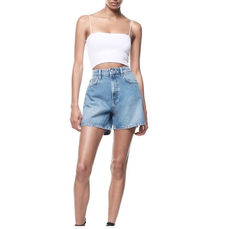 Quần short jeans lưng cao ZR dư xịn