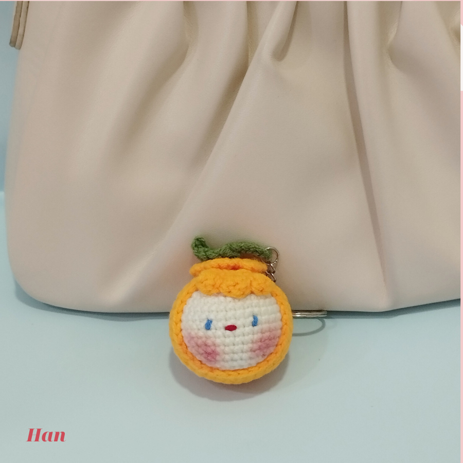 Móc khóa quả cam handmade bằng len