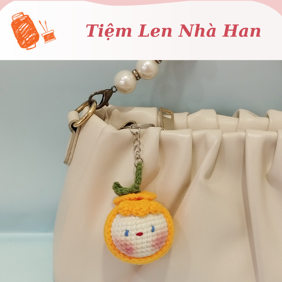 Móc khóa quả cam handmade bằng len
