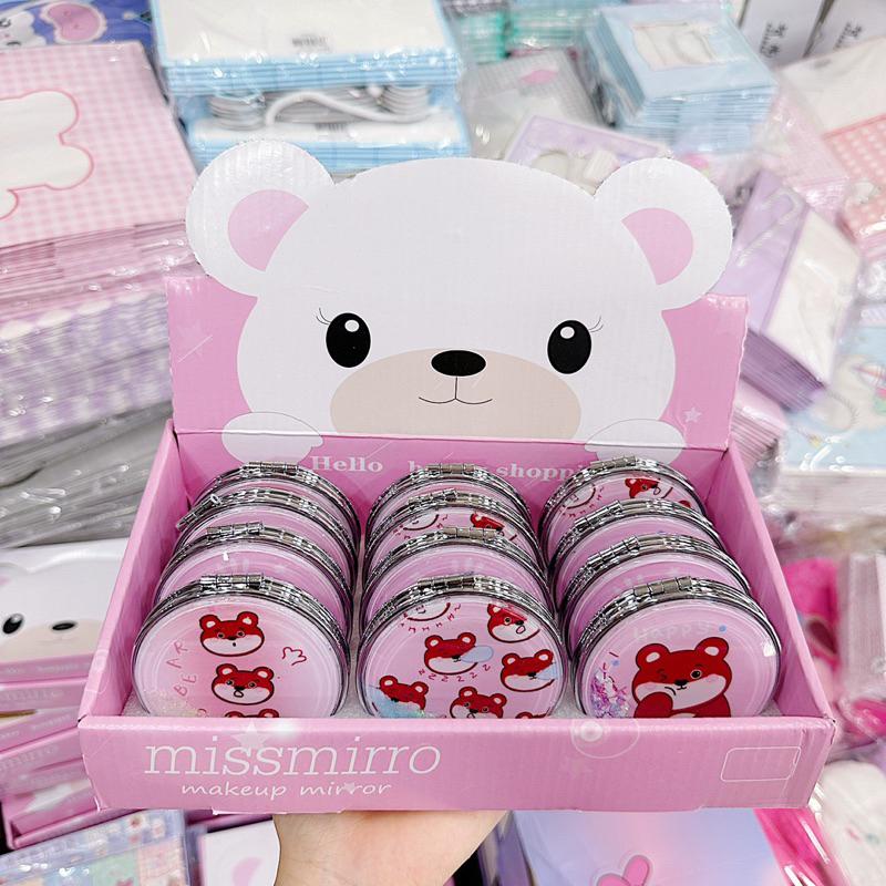 Gương Nhũ Kim Tuyến Nước 2 Mặt Mẫu Gấu Dâu Lotso Bear