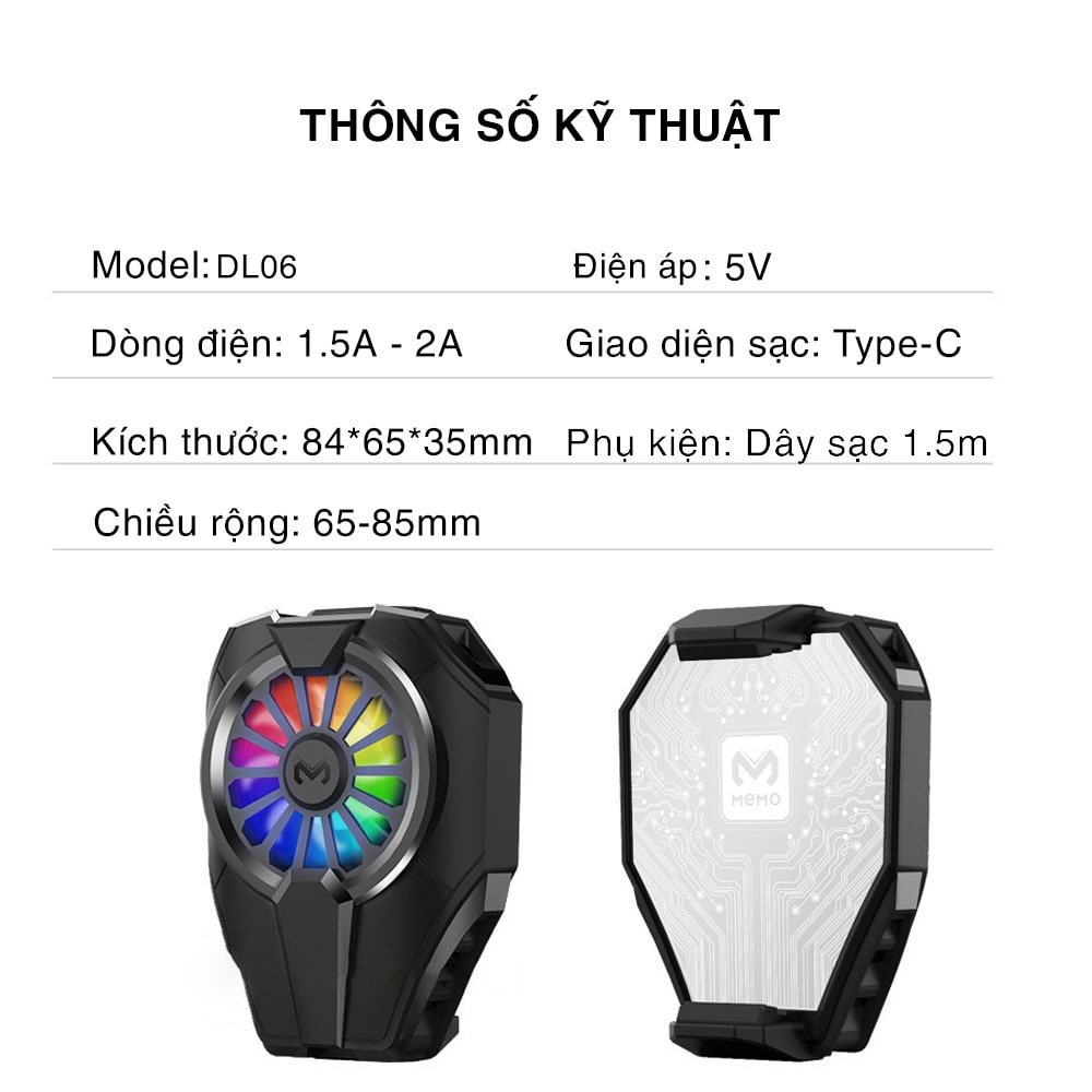 Quạt Tản Nhiệt DL 06, Công Nghệ Sò Lạnh, Làm Lạnh Siêu Nhanh, Đèn Led Đẹp - HiTech