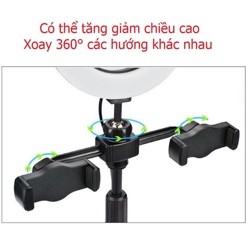 Đèn Livestream Để Bàn 16cm + 2 Kẹp, 3 Chế Độ Đèn, Chụp Hình, Quay Video, Make Up - HiTech