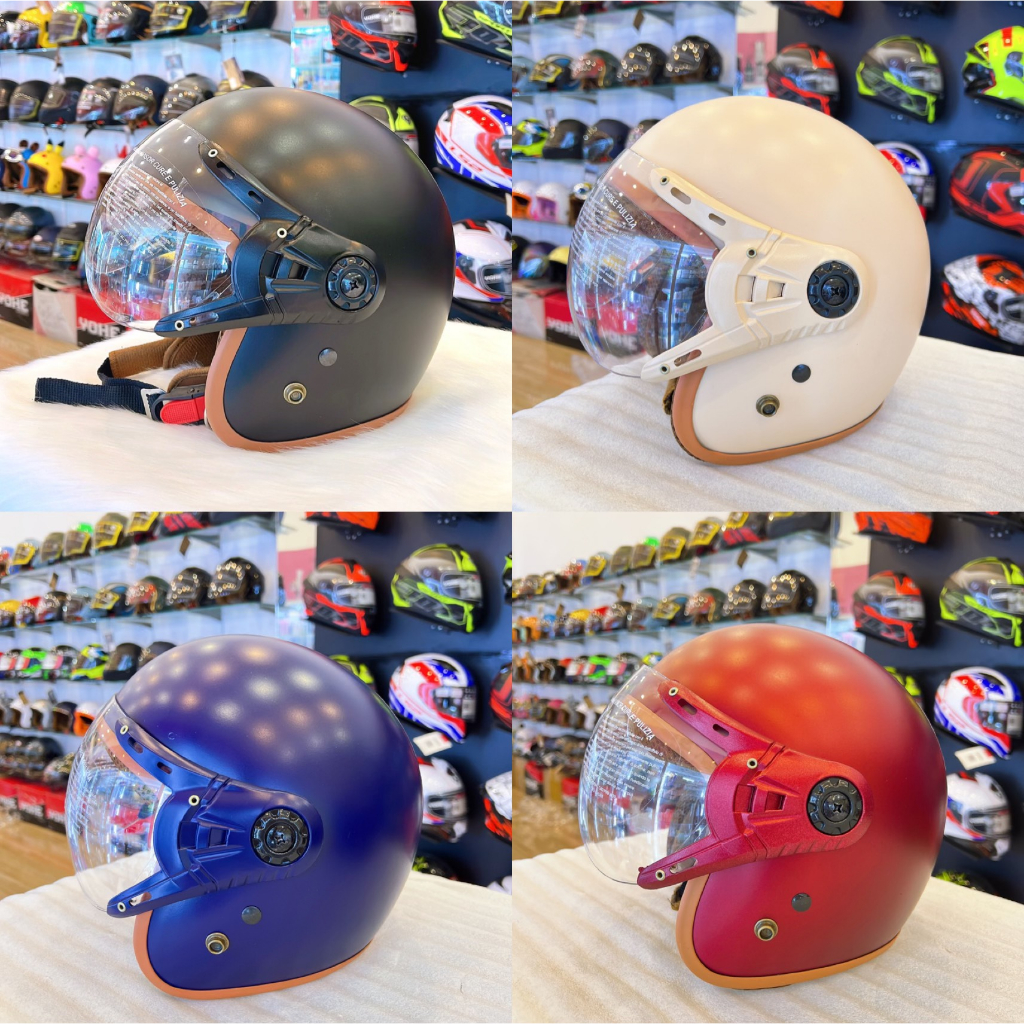 Nón Bảo Hiểm 3/4 Kính Càng Lót Nâu Chống Tia UV