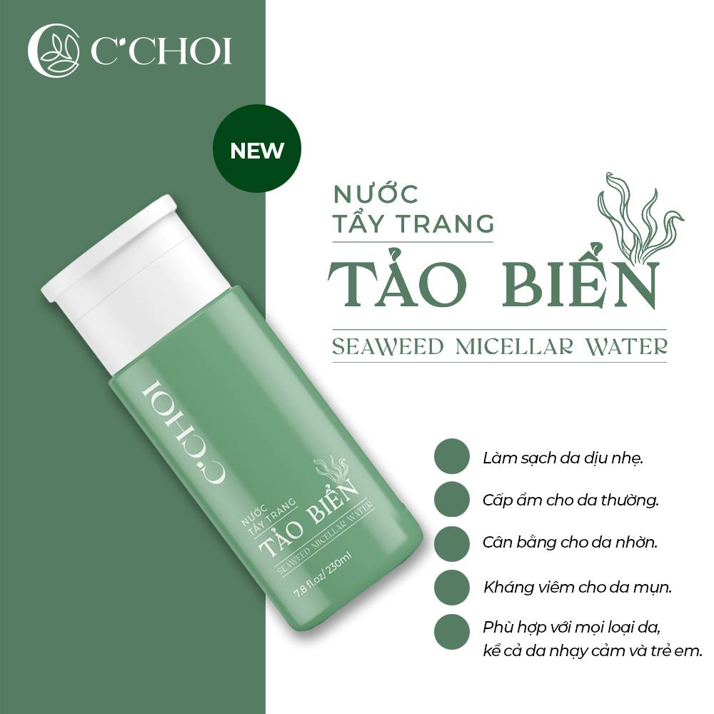 Nước Tẩy Trang Tảo Biển - Mỹ Phẩm Xanh C'Choi - Nước Tẩy Trang Cho Bà Bầu, Cho Da Nhạy Cảm