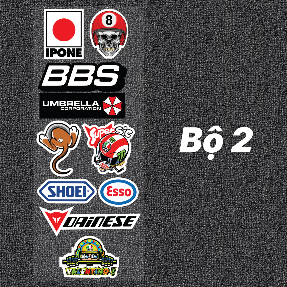 Bộ 10 Tem Dán Xe - Decal Dán Xe Máy - Team Xe Không Thấm Nước
