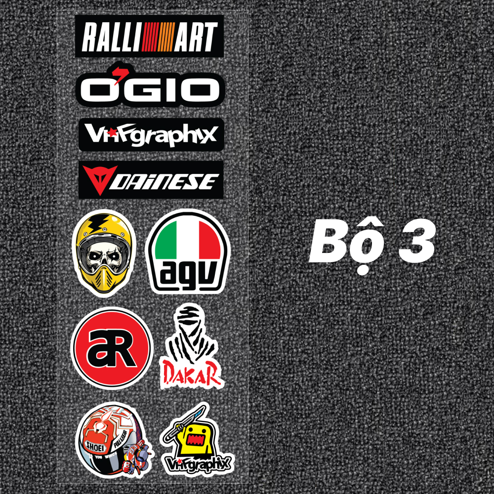 Bộ 10 Tem Dán Xe - Decal Dán Xe Máy - Team Xe Không Thấm Nước