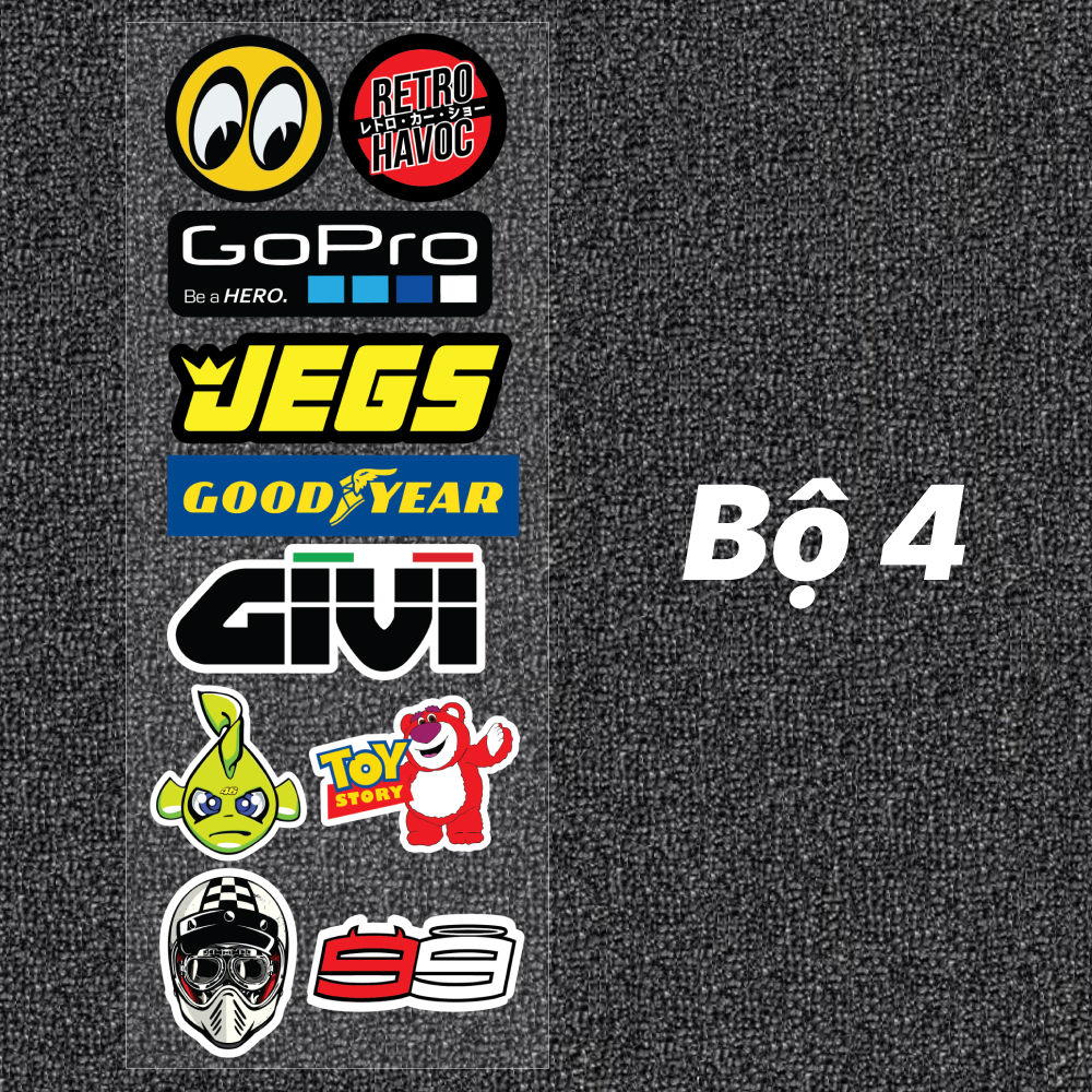 Bộ 10 Tem Dán Xe - Decal Dán Xe Máy - Team Xe Không Thấm Nước