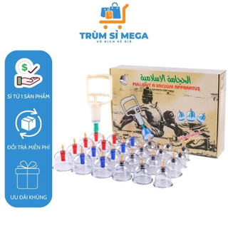 Dụng cụ cạo gió giác hơi không cần lửa cầm tay, giác hơi chân không KAW, bộ 12 ly kèm 1 ống bơm chuyên dụng