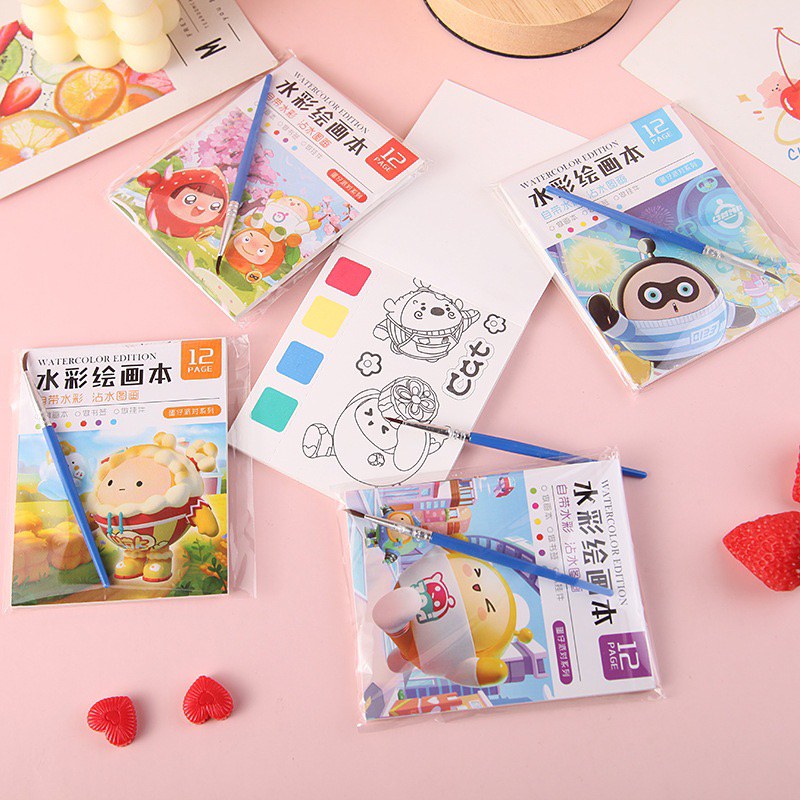 Sổ tay tập tô cho bé 12 trang kèm màu + cọ