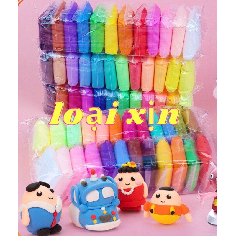 Đất sét tự khô LOẠI XỊN 12 24 36 48 không dính tay siêu nhẹ an toàn cho bé nặn hình thoả thích