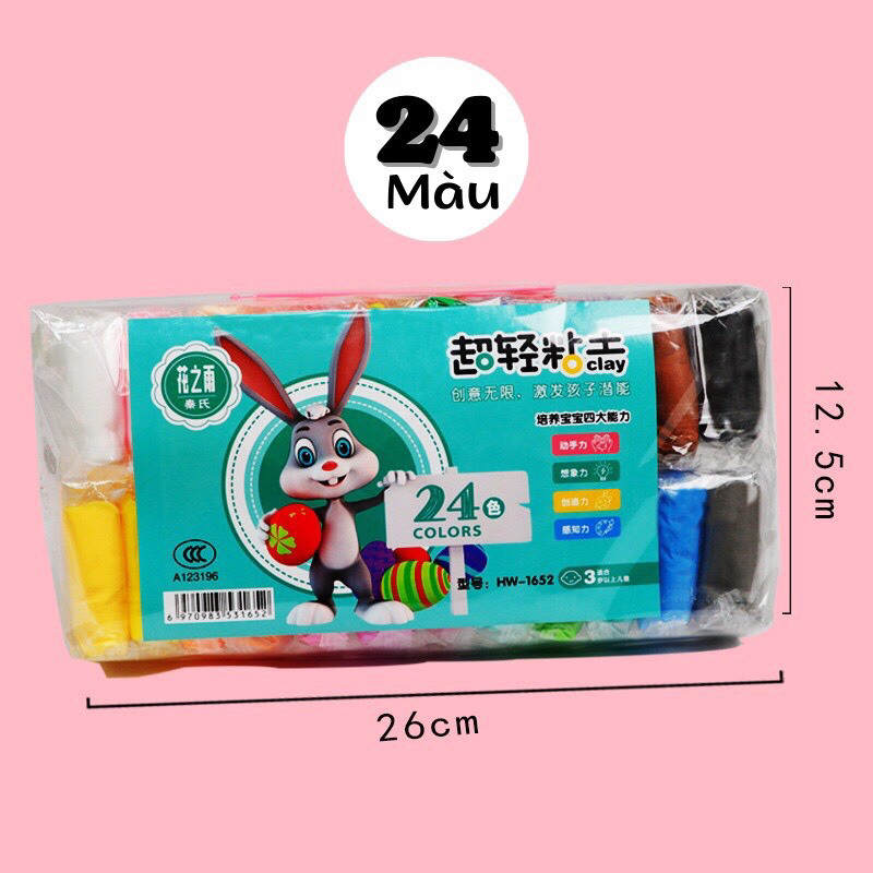 Đất sét tự khô LOẠI XỊN 12 24 36 48 không dính tay siêu nhẹ an toàn cho bé nặn hình thoả thích