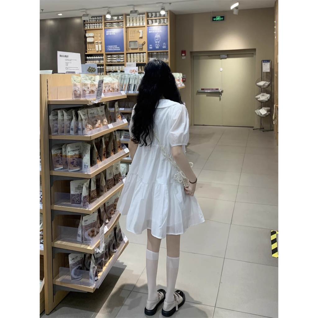 Đầm váy babydoll cổ tiểu thư giấu bụng váy công chúa chất voan óng | BigBuy360 - bigbuy360.vn