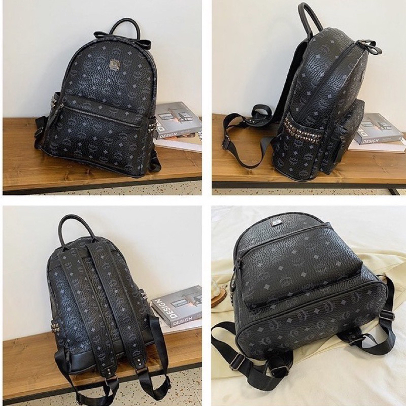 Balo Thời Trang M-0-M Nam Nữ Balo Da PU Chống nước cao cấp size 40cm đựng vừa lapptopp