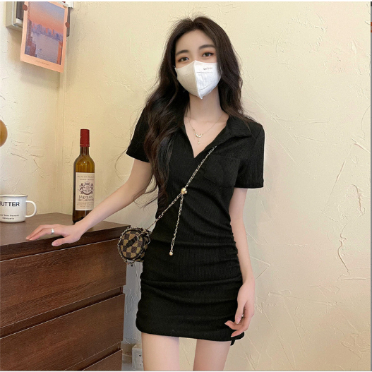 Váy Đầm Body cổ Polo, có Bigsize chất thun tăm gân kiểu dáng sexy, gợi cảm | BigBuy360 - bigbuy360.vn