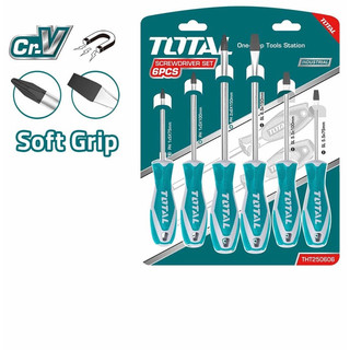 (KKT) Bộ 6 tua vít cáng cao su mềm TOTAL THT250606
