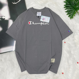 Áo thun Unisex Tee Champion Xám form rộng Oversize chất liệu Cotton