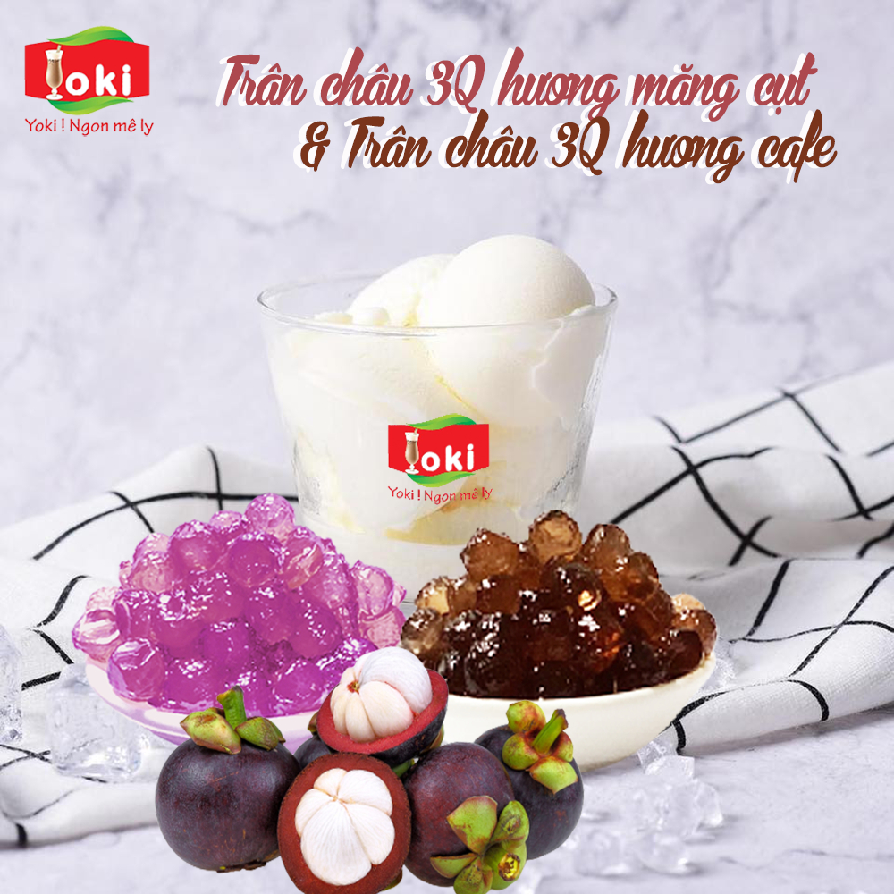 Combo Trân châu 3Q hương măng cụt Yoki và Trân châu 3Q hương cafe Yoki