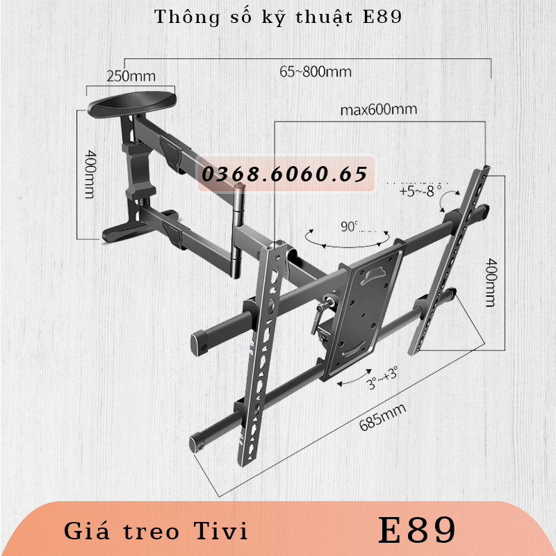 E89 Khung Treo Tivi Xoay Vuông Góc - Giá Treo Tivi –  - Ergotek #DY658 #Sp2