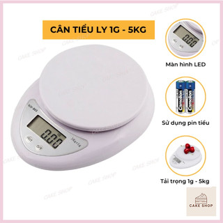 HCM-Cân Tiểu Ly Điện Tử Nhà Bếp Mini Định Lượng 1g-5Kg Làm Bánh Độ Chính Xác Cao Tặng Kèm 2 Pin AAA