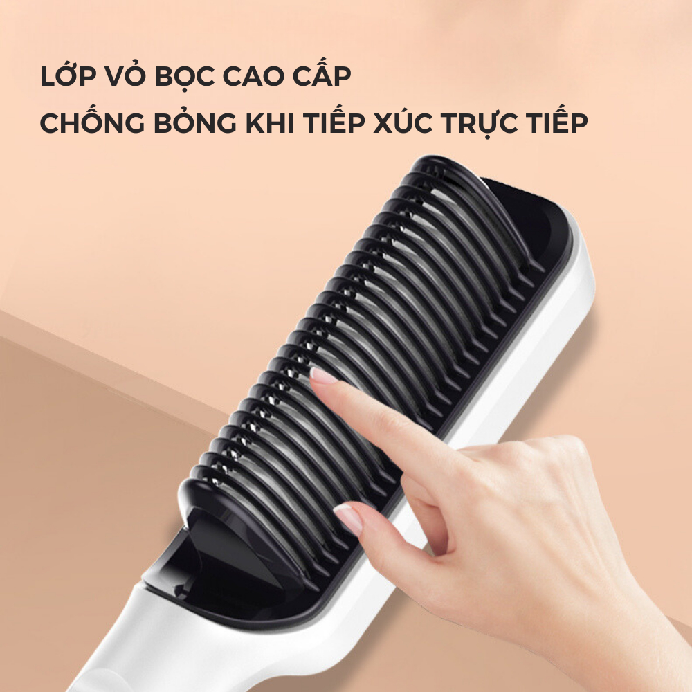 Lược điện chải thẳng tóc có ion âm Lược điện chải phồng tóc bảo vệ tóc,4 mức nhiệt phù hợp từng loại tóc