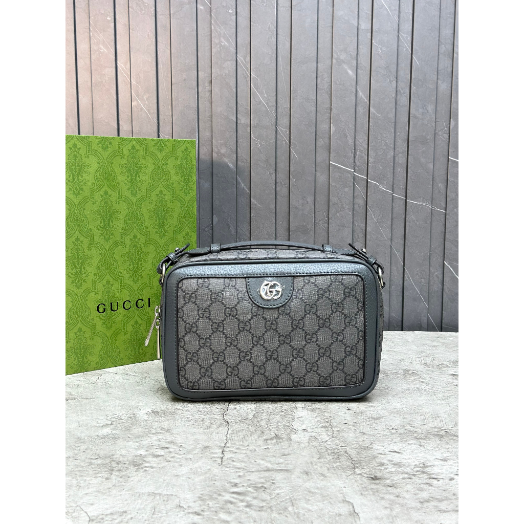 Túi đeo chéo, cầm tay Gucci Xám Xanh họa tiết monogram logo GG fullbox bill thẻ LA on web
