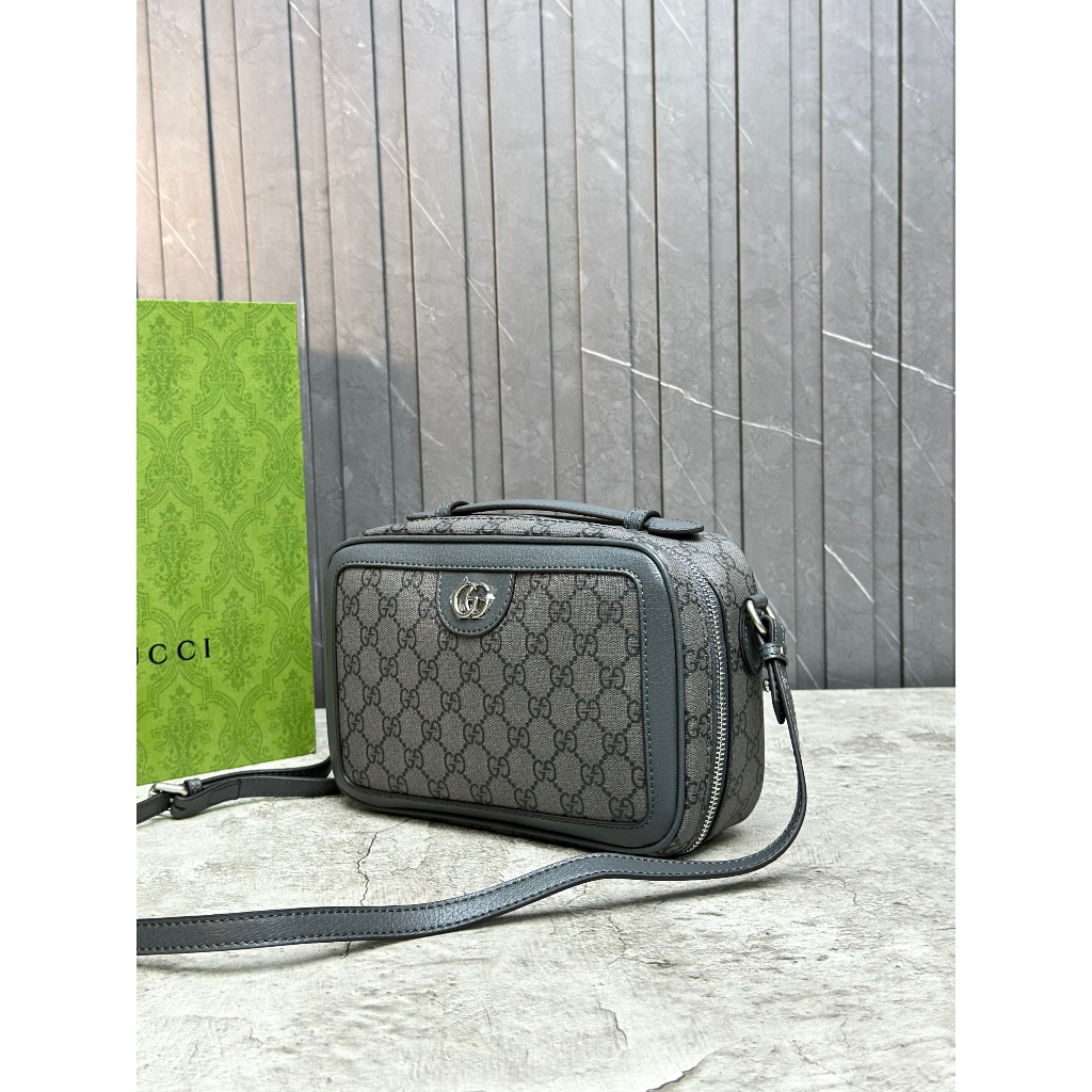 Túi đeo chéo, cầm tay Gucci Xám Xanh họa tiết monogram logo GG fullbox bill thẻ LA on web