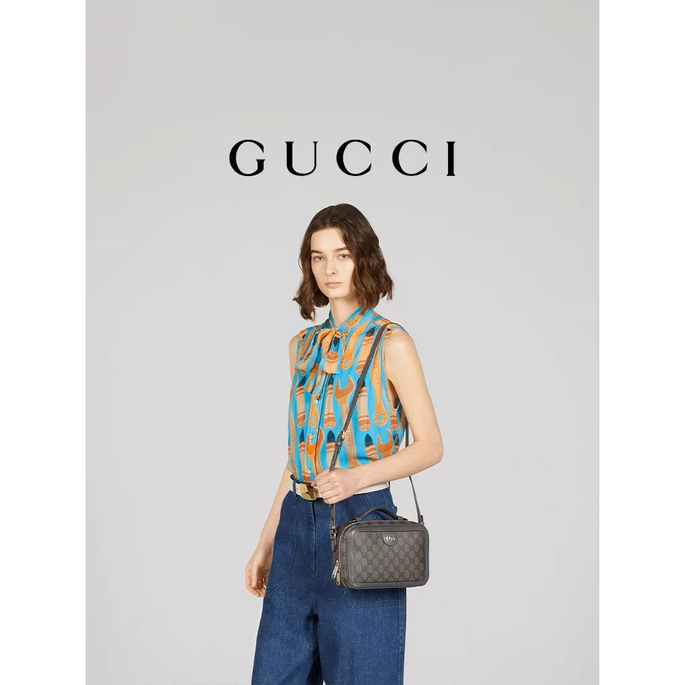 Túi đeo chéo, cầm tay Gucci Xám Xanh họa tiết monogram logo GG fullbox bill thẻ LA on web