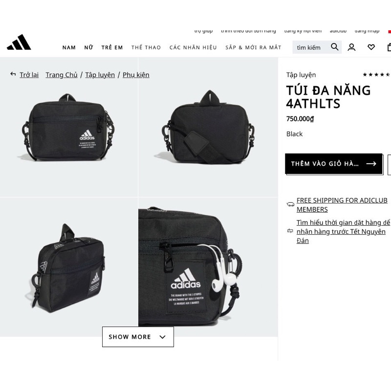 Túi chéo nữ Adidas Stripes hàng Onweb xuất Sing