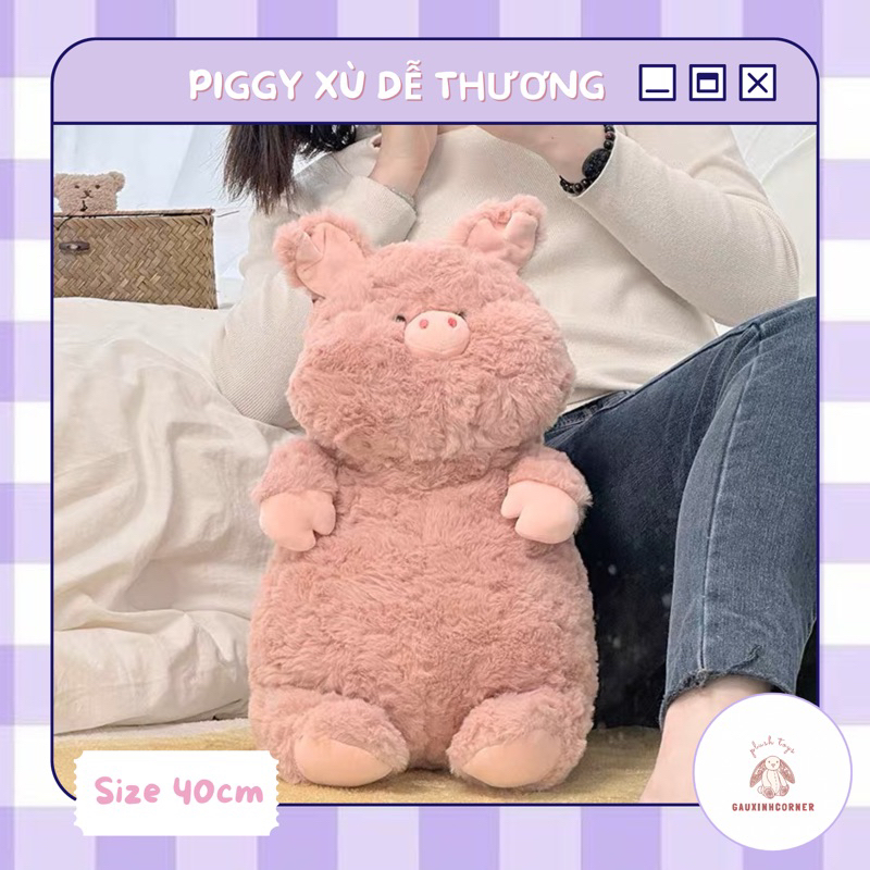 Gấu bông lợn hồng piggy xù mềm dễ thương quà tặng cho bé thú nhồi bông đồ chơi|Gauxinhcorner