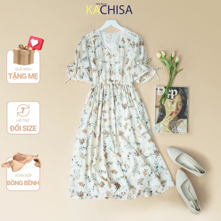 Đầm voan flower dress kachisa cổ tim phối ren 537