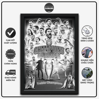 POSTER Manchester City ăn 3, khung tranh trang trí Manchester City ăn 3 -
