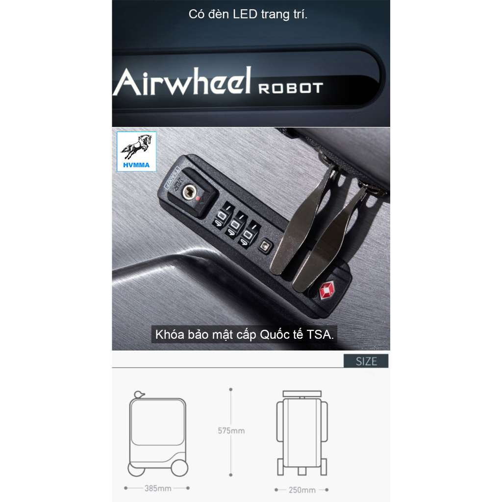 Vali điện Airwheel USA lái được - Hàng cao cấp HVMMA