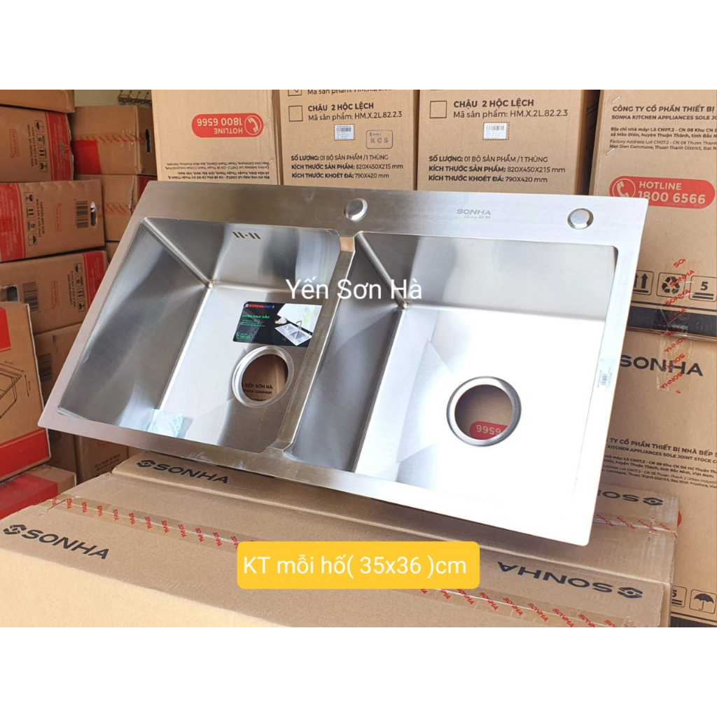 Chậu rửa bát inox Luxury Sơn Hà HM.X.2C.82.2.3