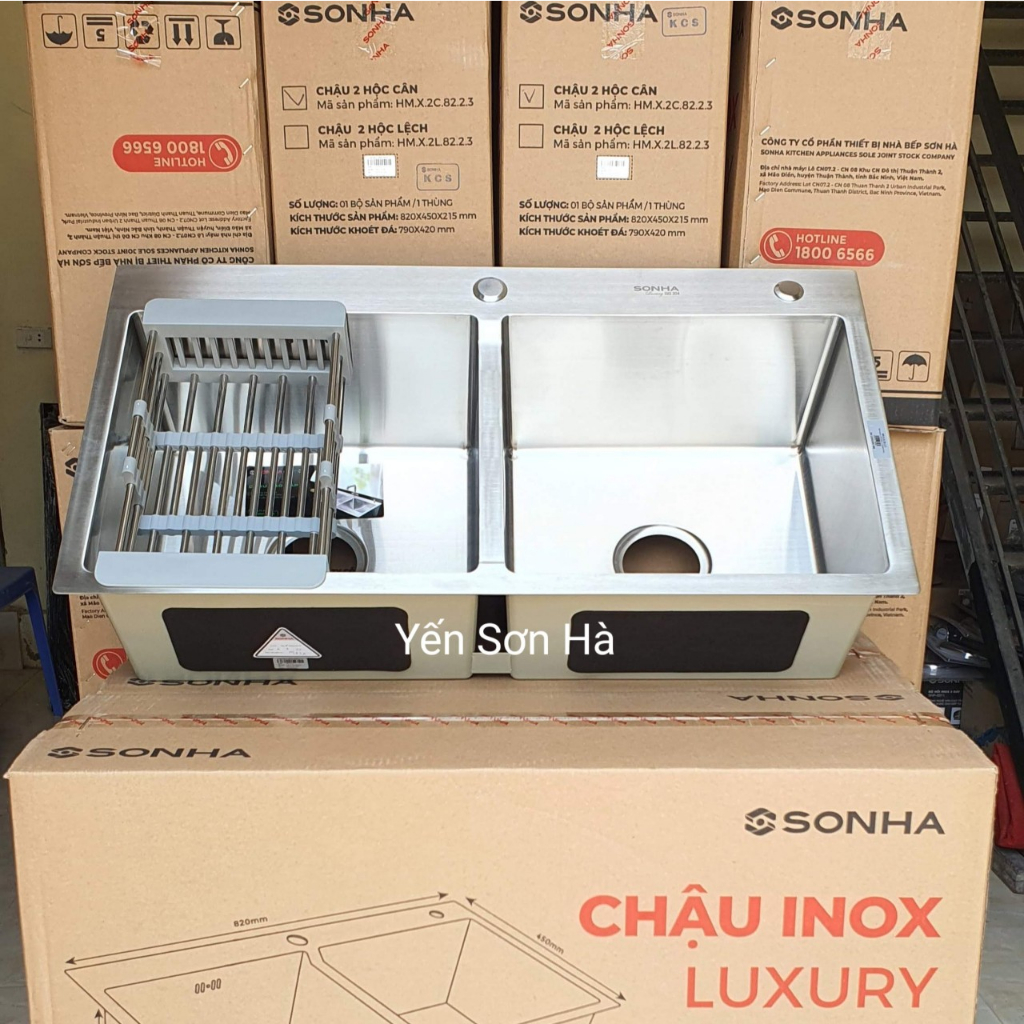 Chậu rửa bát inox Luxury Sơn Hà HM.X.2C.82.2.3