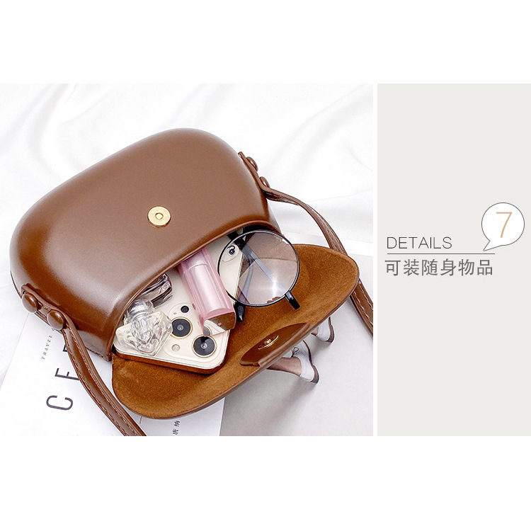 Túi đeo chéo EmTi Shop da bóng cao cấp hình quả trứng phong cách Retro 2023
