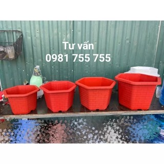 Chậu nhựa trồng cây lục giác fa350, fa380, fa450, fa480 mầu đỏ gạch,
