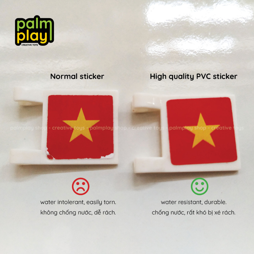 Sticker lá cờ các nước dùng cho đồ chơi gạch xếp hình dán vừa phụ kiện 2335 và 3068 - Miếng dán có 6 hình 13.5x13.5 mm