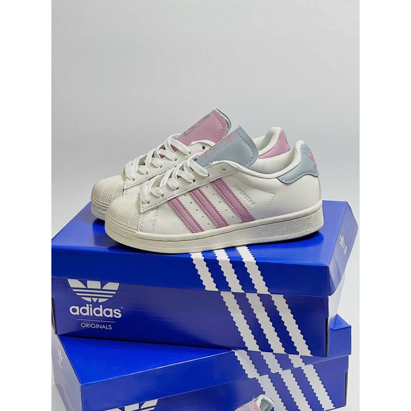 Giày sneaker superstar sọc xám hồng 2023