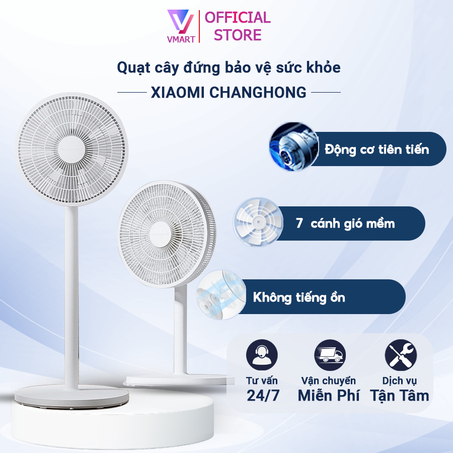 Quạt cây ChangHong quạt cây đứng Xiaomi ChangHong tăng hiệu suất làm mát với thiết kế 7 cánh sử dụng motor bạc đạn