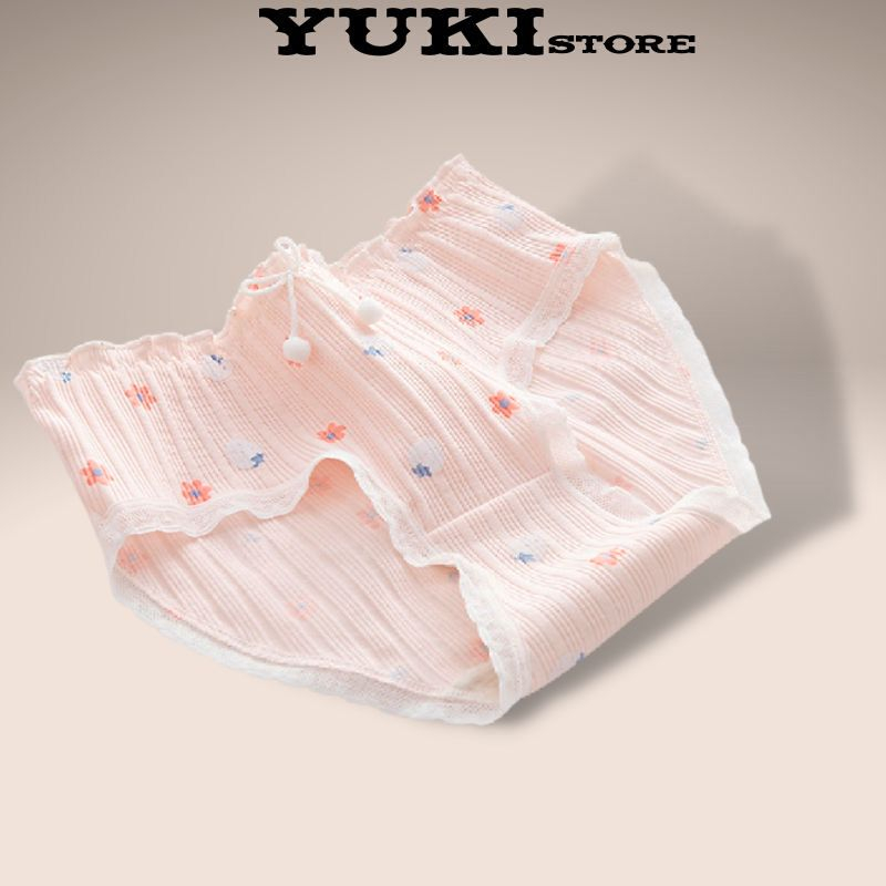 Quần lót nữ cotton thông hơi kháng khuẩn hút mồ hôi hoạ tiết trái dâu dễ thương YUKISTORE 618