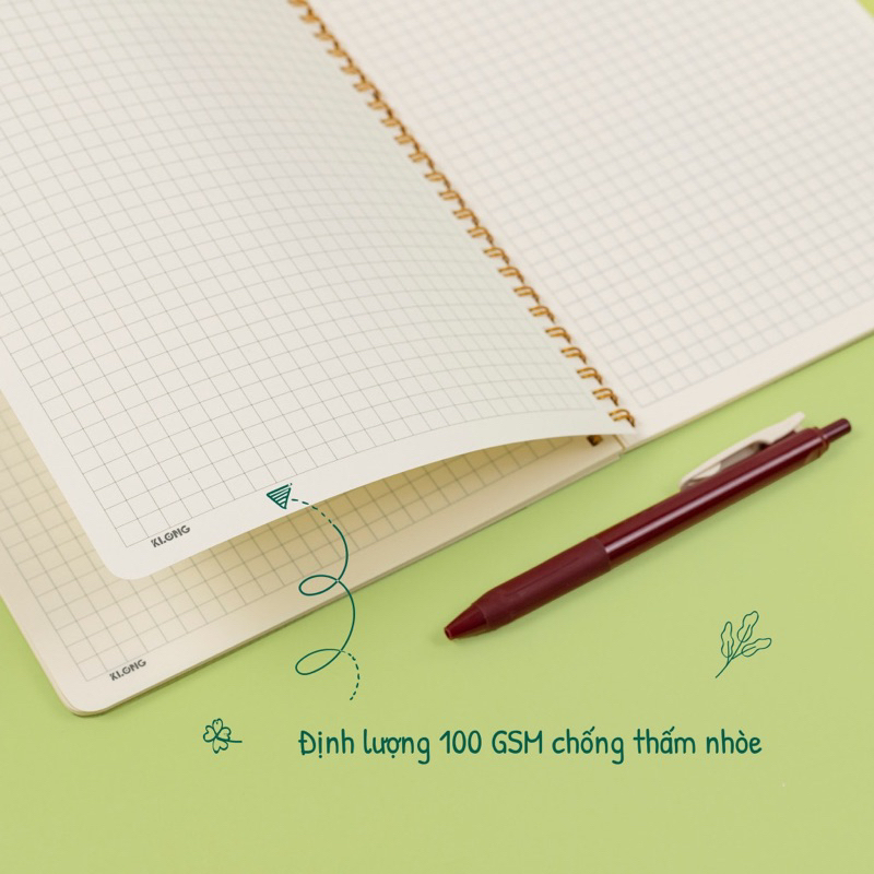 Sổ_Vở kẻ ngang/Caro 120-200 trang Klong lò xo kép bìa nhựa hai mặt chống thấm nước cao cấp