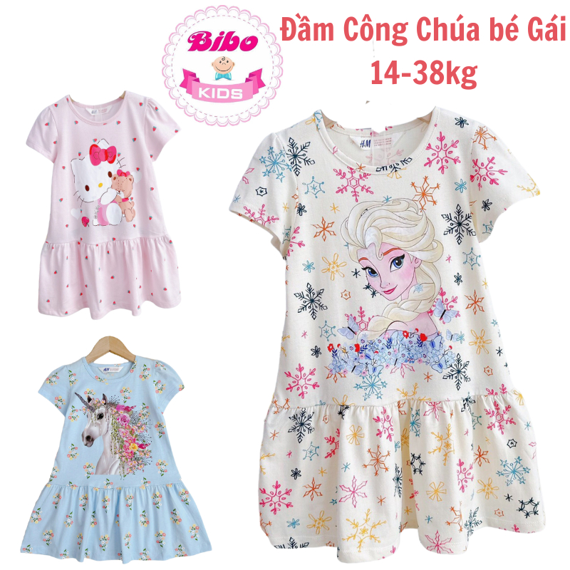 [14-38kg]Đầm Công Chúa Elsa xinh đẹp, Váy đầm cho bé gái thun cotton xuất mền mịn mát đáng yêu CUTECOLLECTION