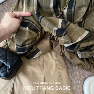 Set áo bom kẻ mix chân váy chuẩn Kiều Trang Basic