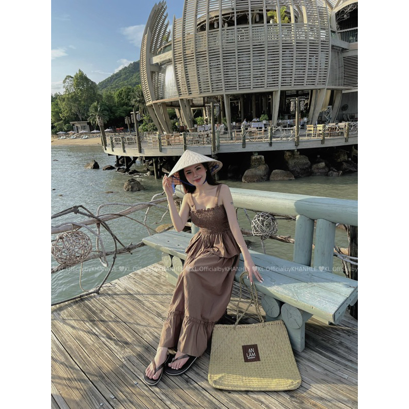 Set thô hàn áo 2 dây mix chân váy dài Khánh Lê