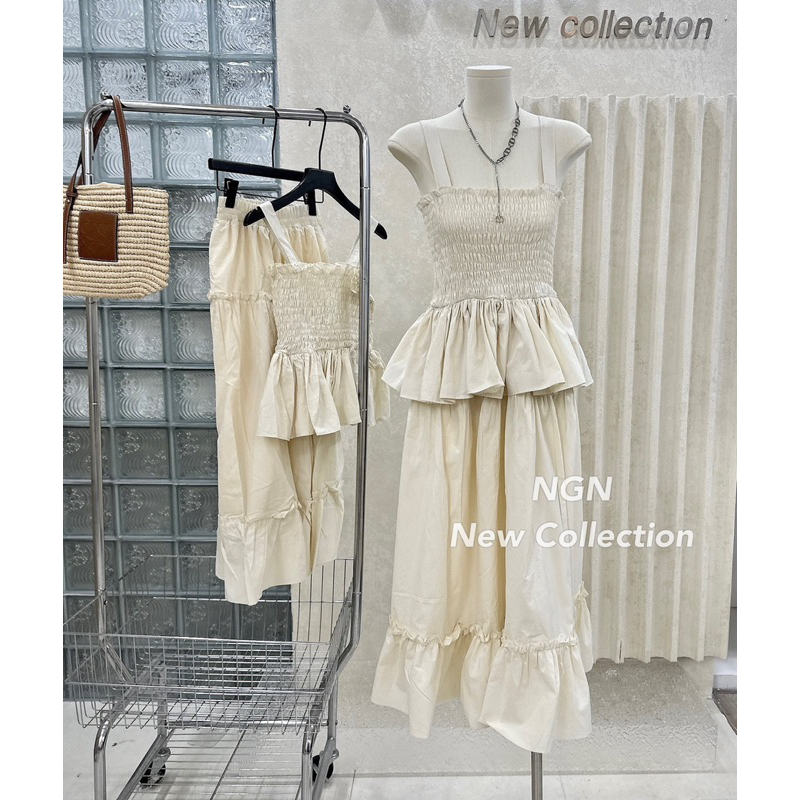 Set thô hàn áo 2 dây mix chân váy dài Khánh Lê