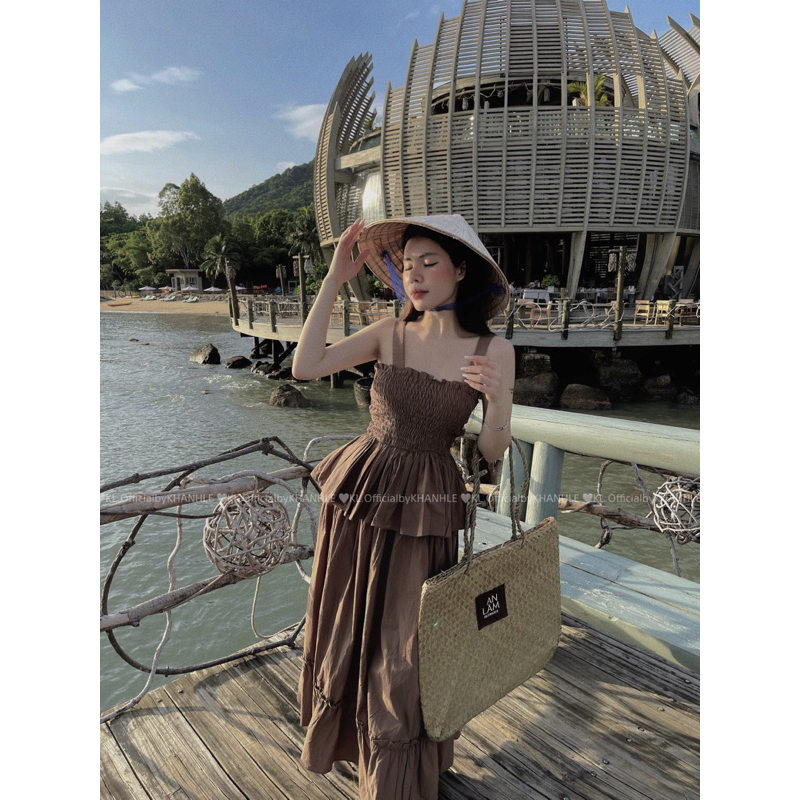 Set thô hàn áo 2 dây mix chân váy dài Khánh Lê
