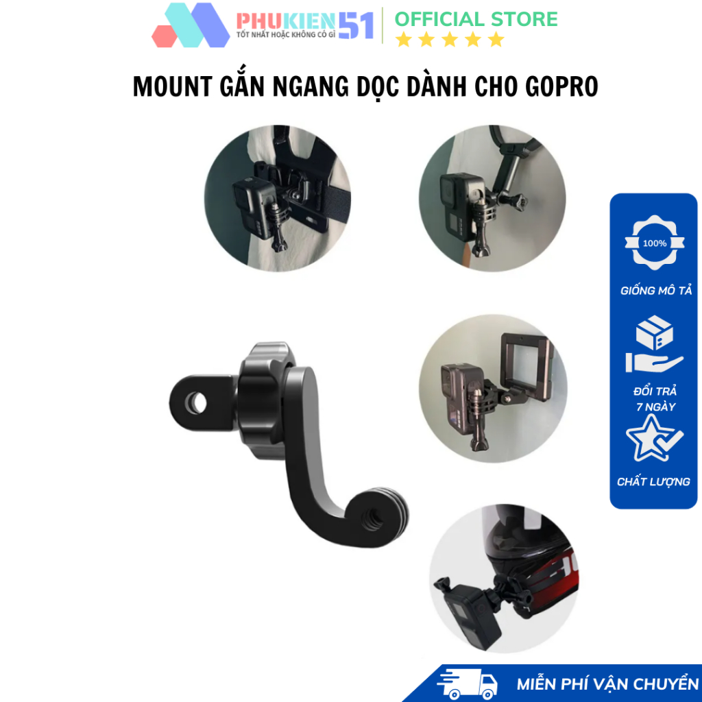 Mout xoay dọc Gopro có thể chỉnh được 0 - 360 độ mọi góc