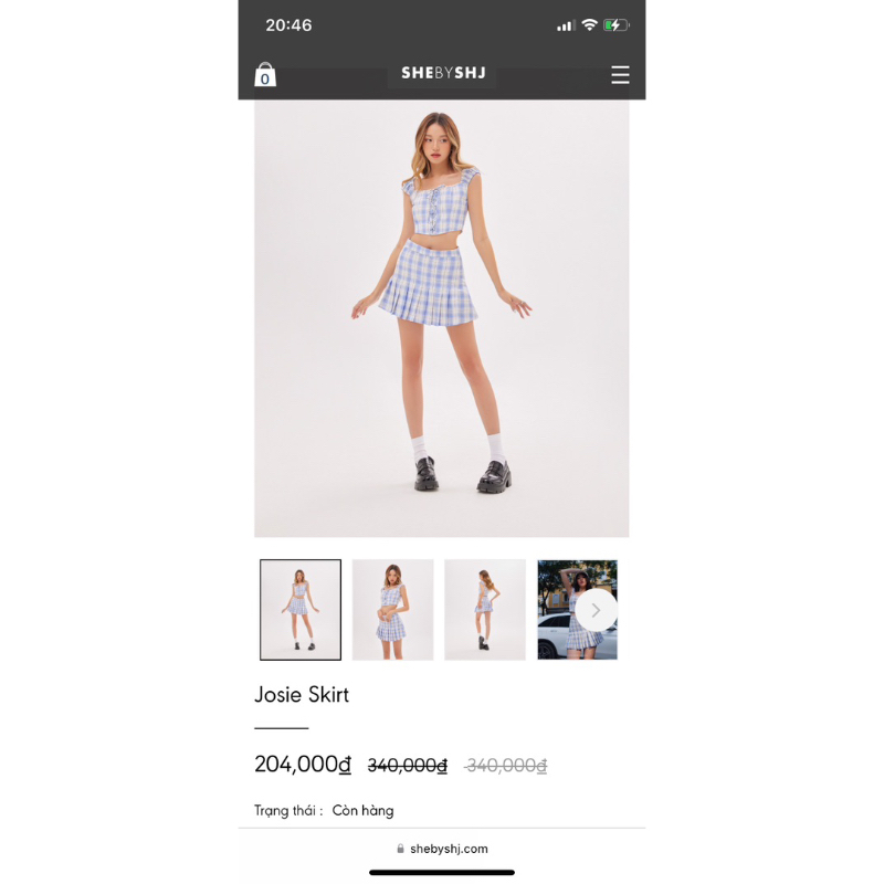 Pass váy Shebyshj Josie skirt xanh caro siêu xinh