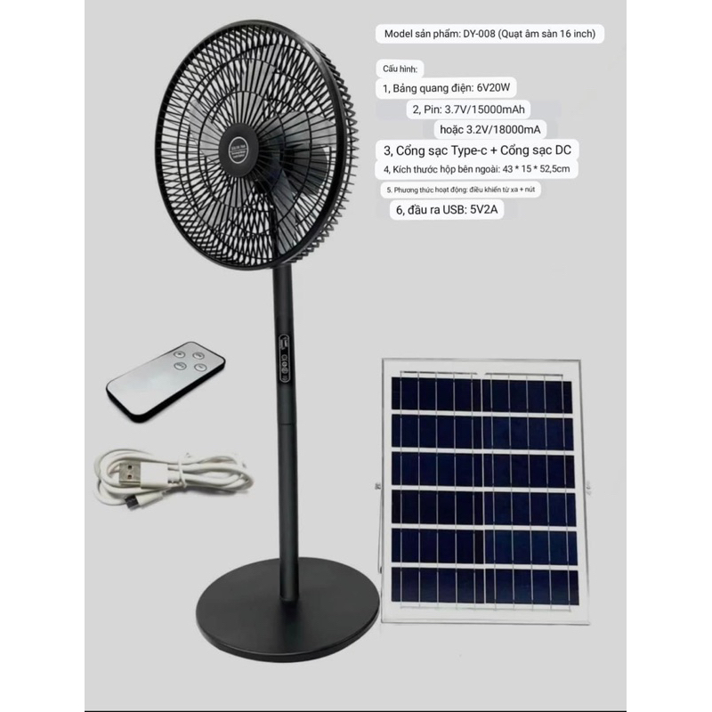Quạt cây năng lượng mặt trời tích điện Jindian DY-008YK